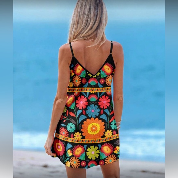 Bohemian Floral Print Dress - Picture 2 of 5